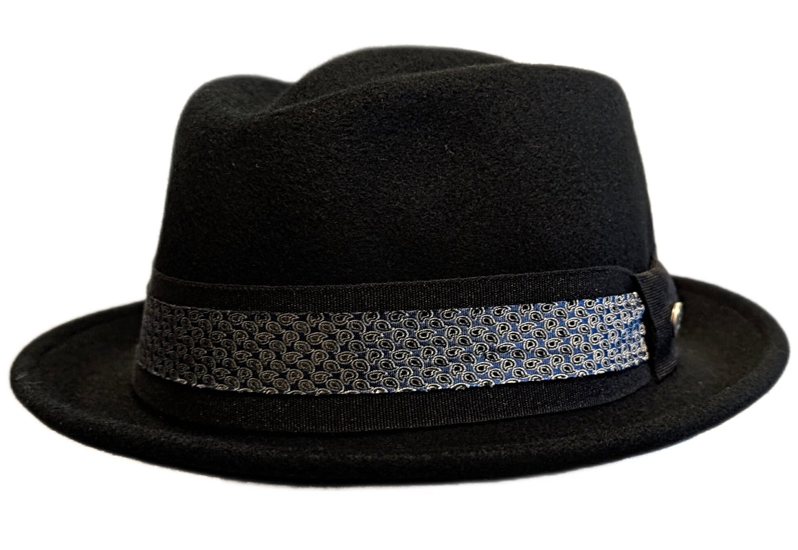 M Flechet Wool Diamond Crown Pork Pie hat in Black – Grand Hatters