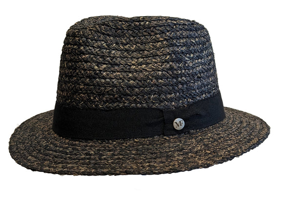M by Flechet Raffia straw Black/Natural Summer Fedora hat