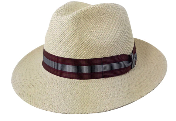 Stanton Grade 3 Hand woven Panama straw hat with striped band