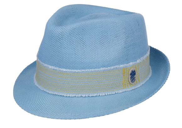 Stetson Summer Toyo Trilby in Pale Blue with contrasting stitch band