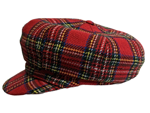 Grand Hatters house label Wool Unisex Newsboy Red Tartan cap