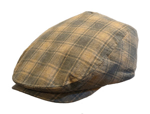 Avenel Cotton check ivy style cap in Tan