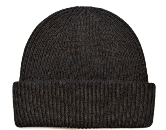 Avenel Australian Wool ribbed beanie in Black