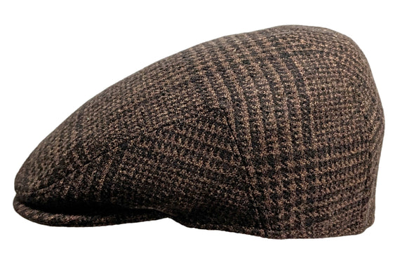 Cappellificio Biellese Virgin Wool Prince of Wales check Mid Brown/Black flat cap