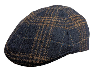 Cappellificio Biellese Wool/Silk/cashmere Navy/Brown check Ivy cap