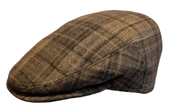 Cappellificio Biellese Virgin Wool/Silk/Cashmere Beige/Rust plaid check flat cap
