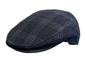 Cappellificio Biellese Summer weight Virgin Wool/Linen Glen check Blue flat cap