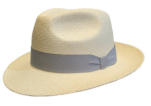 K. Dorfzaun hand woven Grade 3 Brisa Fedora Panama in Natural with Silver band