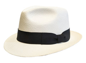 K. Dorfzaun Grade 8 fine weave Trilby Style Panama in White with Black band