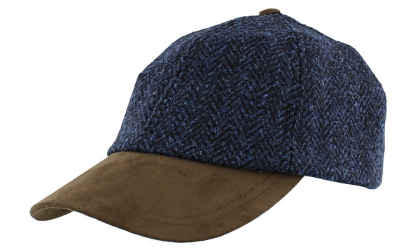 Failsworth Harris Tweed Wool adjustable Baseball cap in Navy
