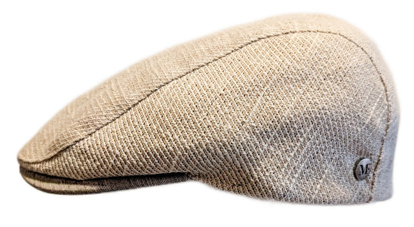 Flechet Cotton/Linen/Polyester hopsack flat cap in Cream