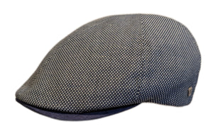 Flechet Cotton/Linen speckled pattern 6 panel Ivy flat cap in Blue
