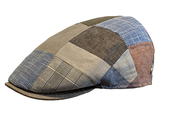 M by Flechet Linen blend patchwork flat cap