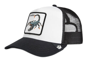 Goorin 'Deadly' Trucker Style Baseball Cap in Dust/Void (White/Black)