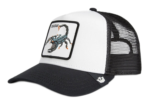 Goorin 'Deadly' Trucker Style Baseball Cap in Dust/Void (White/Black)