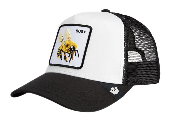 Goorin 'The Busy Bee' Trucker Style Baseball Cap in Dust/Void (White/Black)