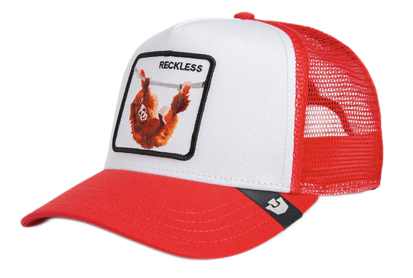 Goorin 'The Reckless Ape' Trucker Style Baseball Cap in Blank/Rush (White/Red)