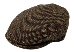 Hanna Hats Donegal Tweed flat cap in Brown