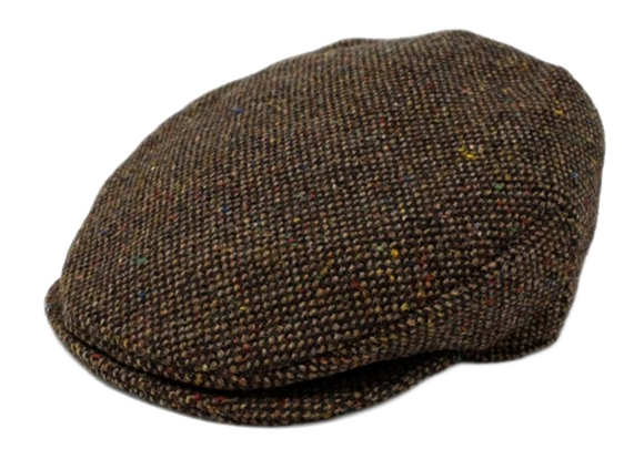 Hanna Hats Donegal Tweed flat cap in Brown