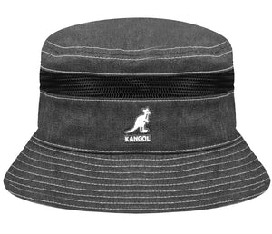 Kangol distressed Cotton mesh bucket hat in Black
