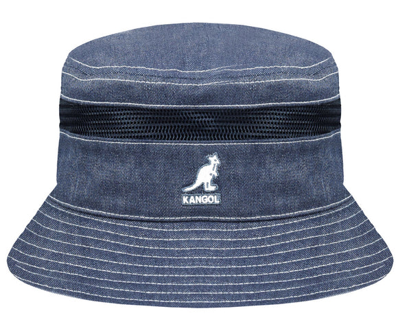 Kangol distressed Cotton mesh bucket hat in Navy