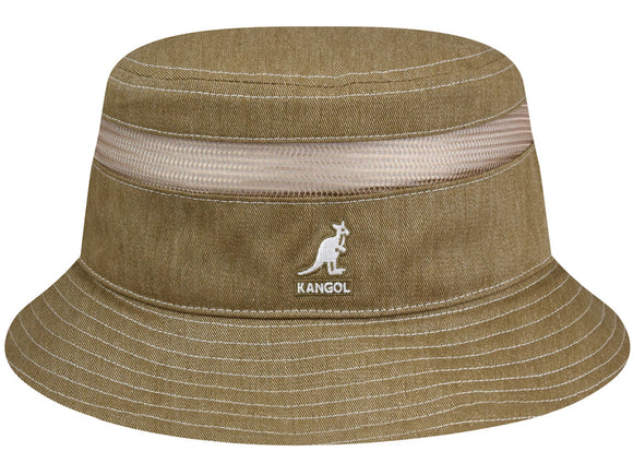 Kangol distressed Cotton mesh bucket hat in Oat
