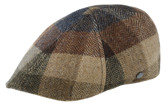 Lierys Wool  Herringbone block check 6 panel ivy style flat cap