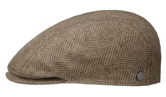 Liery's Cotton blend textured Herringbone Beige flat cap