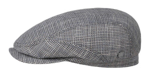 Lierys Cotton/Linen/Wool cross weave Drivers style flat cap in light Blue