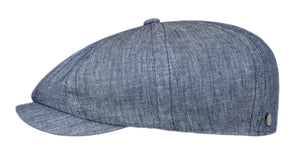 Lierys Linen Baker boy cap in Light Denim