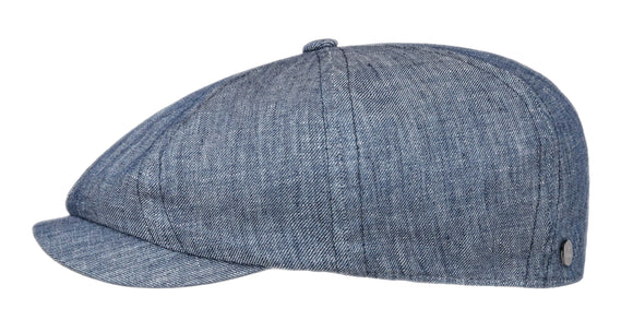 Lierys Linen Baker boy cap in Light Denim
