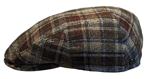 Liery's Multicheck Linen/Wool/Cotton soft tone Drivers flat cap
