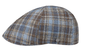 Liery's 100% Linen check patterned 8 panel Ivy style flat cap