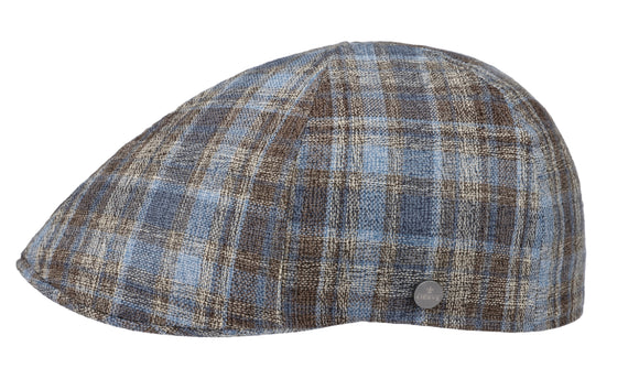 Liery's 100% Linen check patterned 8 panel Ivy style flat cap