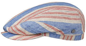 Lierys Linen bold striped Driver style flat cap