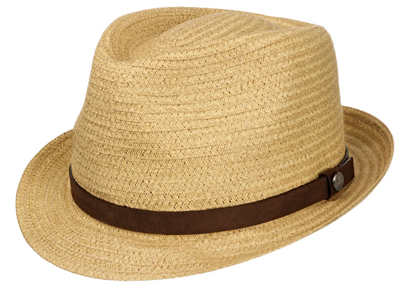 Liery's Toyo Trilby in Natural with Brown leather band