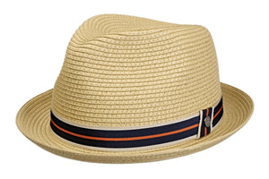 Lierys  Viscose Toyo Trilby hat in Natural with striped band