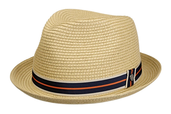 Lierys  Viscose Toyo Trilby hat in Natural with striped band