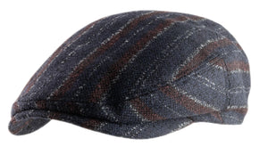 Lierys Virgin Wool/Polyester blend chalk stripe flat cap in Navy