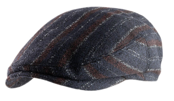 Lierys Virgin Wool/Polyester blend chalk stripe flat cap in Navy