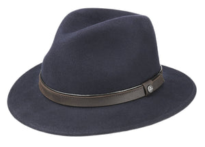 Lierys Weather repellant crushable Wool travel Fedora in Navy