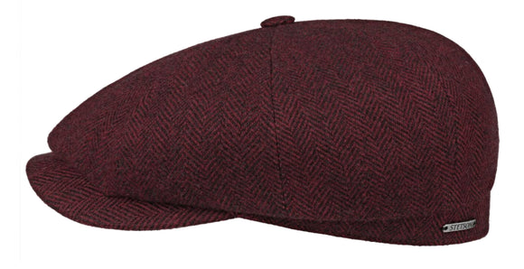 Lierys Herringbone tweed Wool Maroon Baker boy cap
