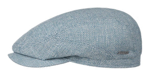 Stetson Wool/Linen basket weave drivers style flat cap in Pale Blue
