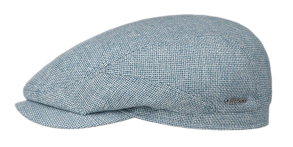 Stetson Wool/Linen basket weave drivers style flat cap in Pale Blue