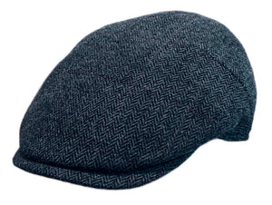 M Flechet Herringbone Wool blend Blue flat cap