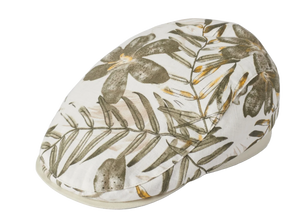 Failsworth 100% Cotton leaf printed Stone flat cap