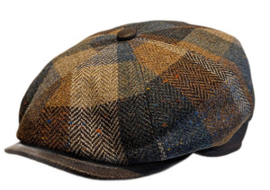 Stanton Wool/Faux Leather tweed Baker boy cap