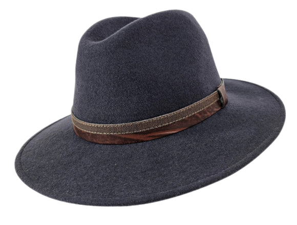 Stanton Wool Unisex large brim Graphite Fedora hat