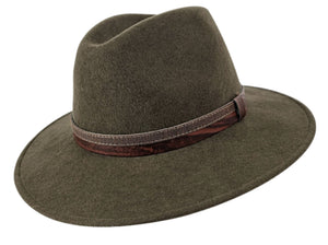 Stanton Wool Unisex large brim Khaki Fedora hat