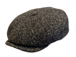 Stanton Charcoal Wool blend tweed Baker boy cap